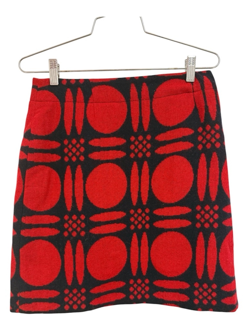 Biden Wool Red Navy Mini Skirt